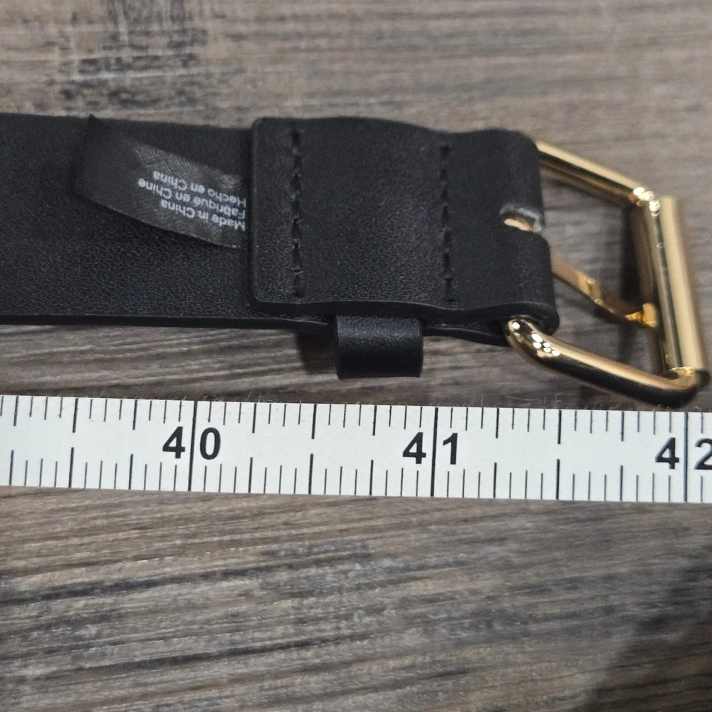 H&M Black Faux Leather Body Harness Belt Gold Buckle Womens Goth Punk Rave